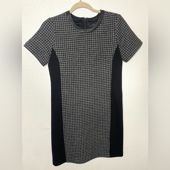 J Crew Black Grey Mixed Houndstooth Short Casual Dress size 0 - Picture 3 of 6